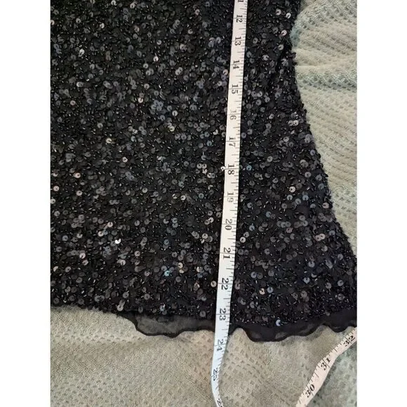 Vintage Adrianna Papell Evening Essentials Women's L Silk Black Top Blouse - Picture 4 of 8